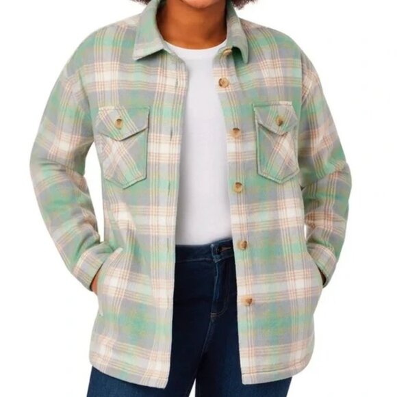 Member's Mark Women's Shacket XS Green Plaid NEW - Picture 1 of 6